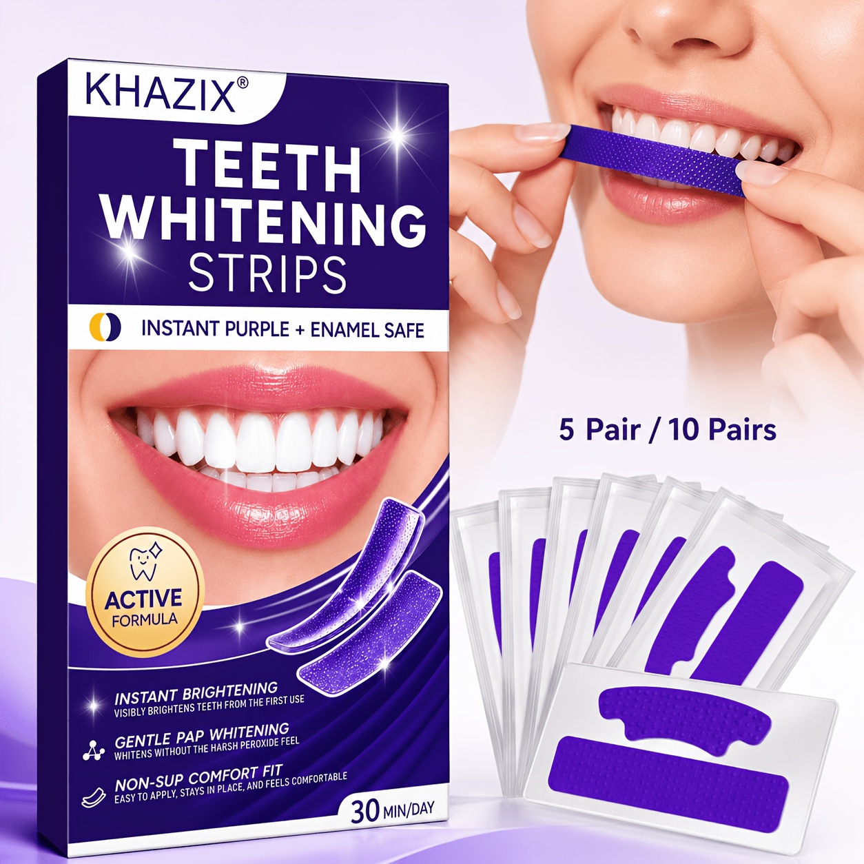 5/10pairs Purple Teeth Whiteni - Teeth Whitening Street review and price